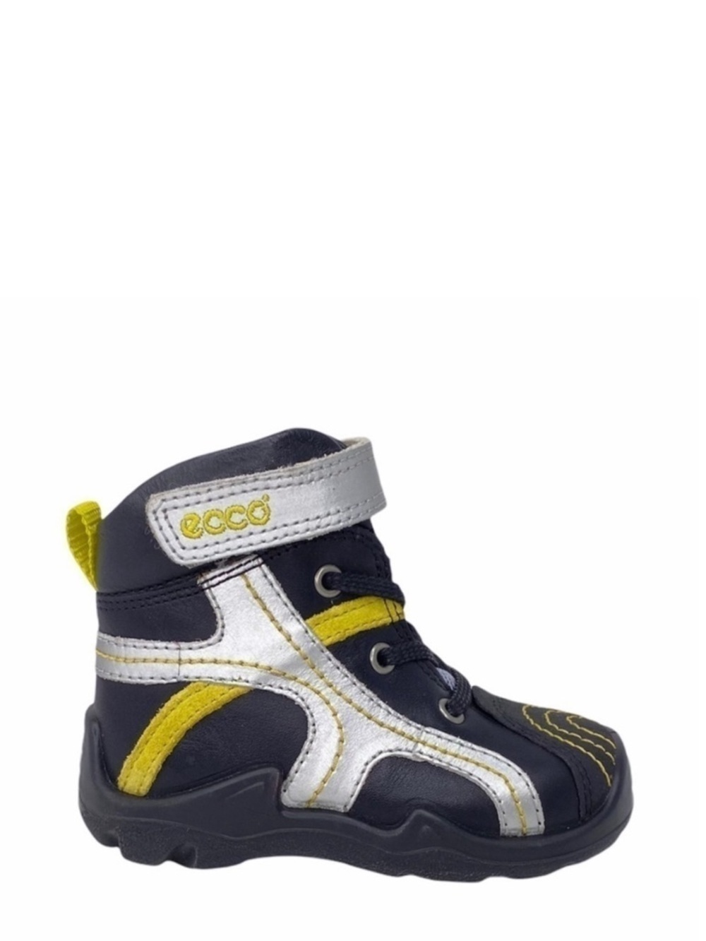Ecco Boots Boys Black Silver Leather Booties Baby Toddler Euro Size 20 = US 4.5